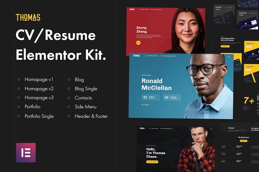 Thomas - Template Kit de Elementor para CV/portafolio