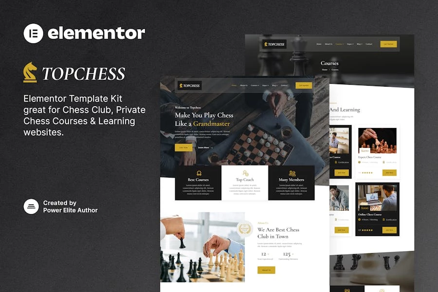 Topchess - Template Kit Elementor para cursos de clubes de ajedrez y entrenamiento