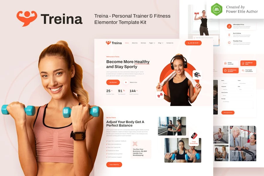 Treina ? Kit de plantillas Elementor para entrenador personal y fitness