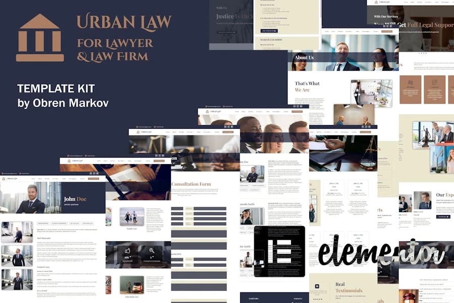 Urban Law - Kit de plantillas Elementor para abogados y bufetes de abogados