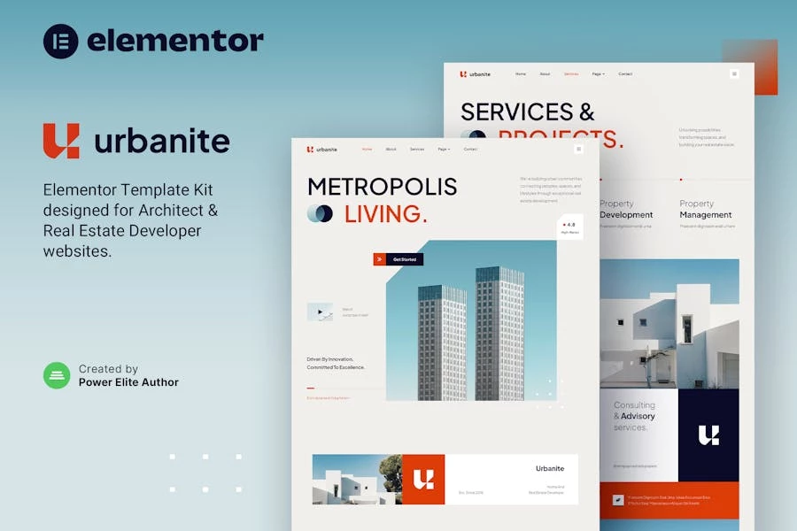 Urbanite ? Template Kit Elementor para arquitectos y desarrolladores inmobiliarios