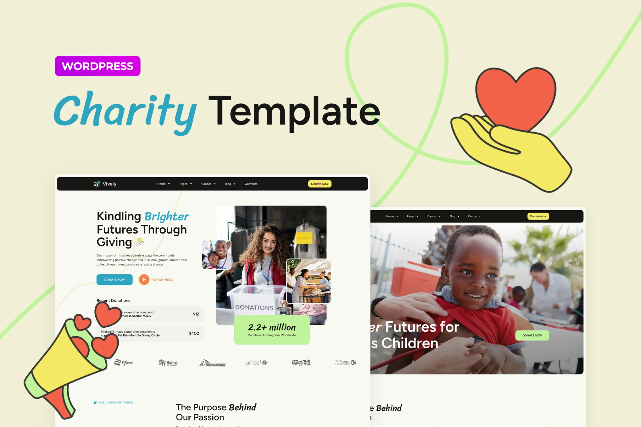 Vively ? Charity & Donation Elementor Pro Template Kit