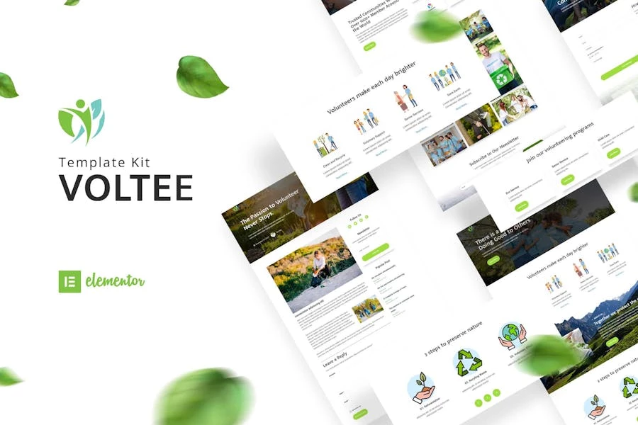 Voltee - Kit de plantillas Elementor para el servicio de voluntariado