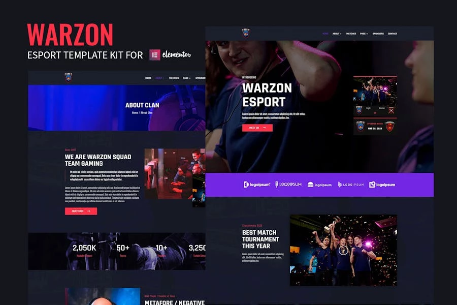 Warzon - Template Kit Elementor para juegos de eSports