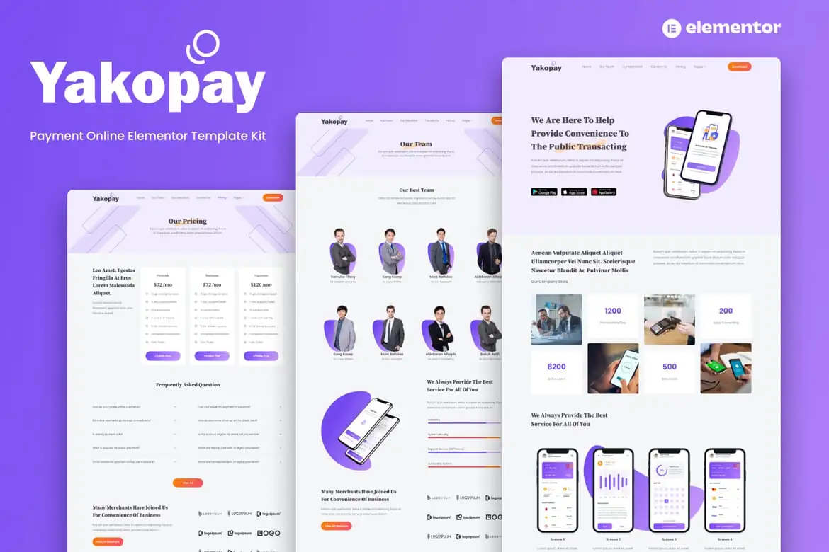 Yakopay - Aplicación de pago en línea Elementor Template Kit